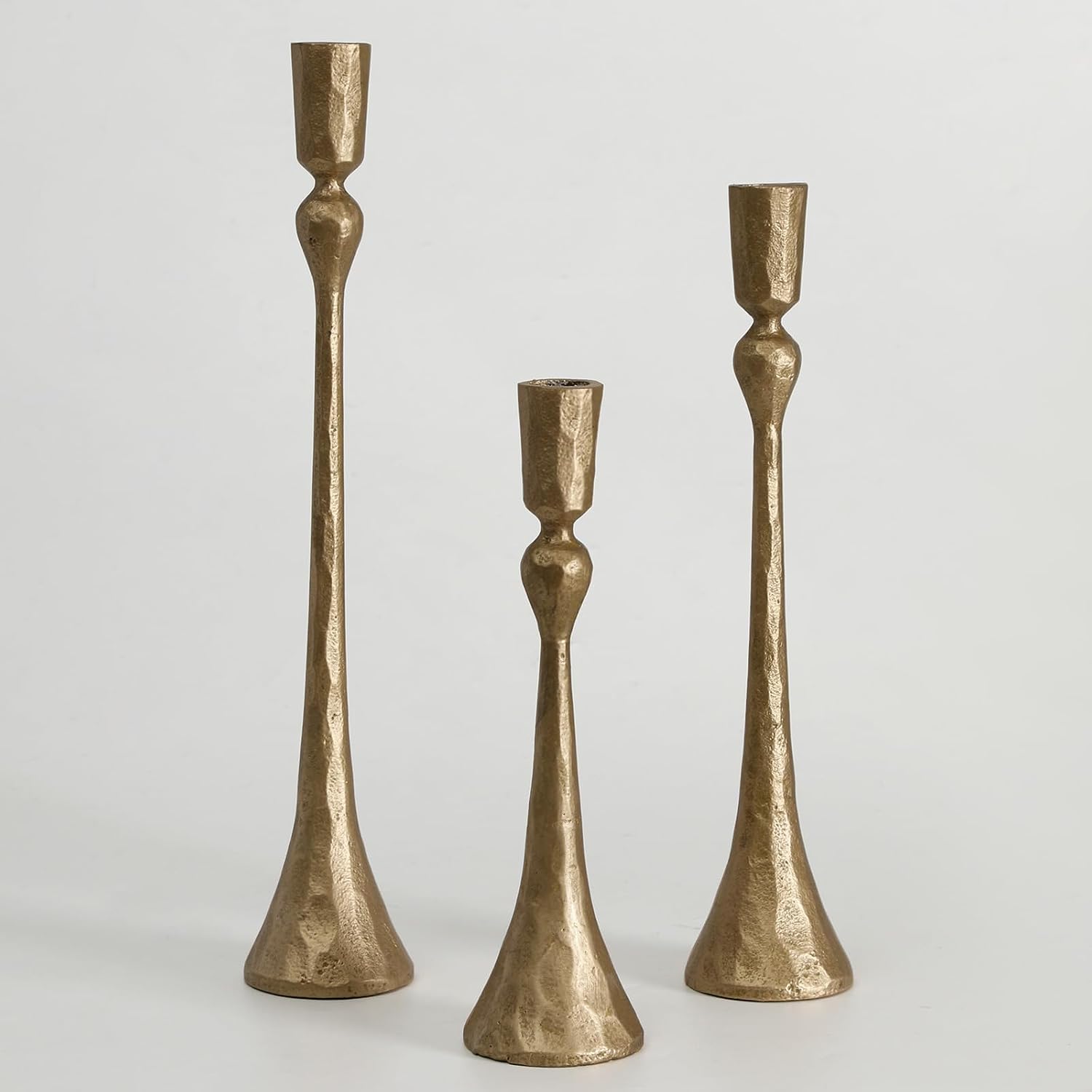 Vintage Cast Iron Taper Candle Holder - Set of 3 Decorative Candle Stand, Candlestick Holder for Wedding, Dinning, Party (Antique Brass) - Image 8