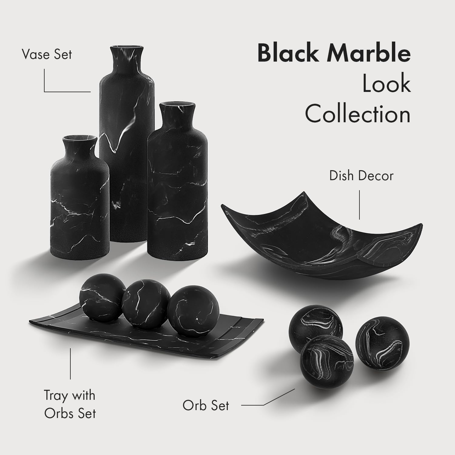 Creative Scents Black Marble Look Home Decor Bowl and Orb Set - Coffee Table Decor for Living Room - Centerpiece Table Decorations for Dining Table, Kitchen Counter, Foyer - Elegant House Decoration - Image 7