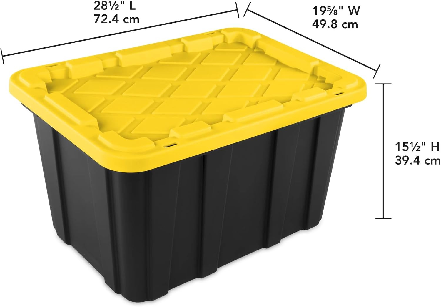 6 Pack 27 Gallon Heavy Duty Storage Bins with Snap Lids, Durable Plastic Storage Totes with Stackable Black Containers & Yellow Latching Covers for Home Garage Moving Organization - Image 4