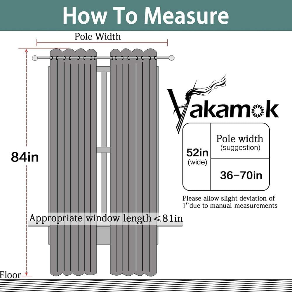 Yakamok Grey Room Darkening 100% Blackout Curtains Grommet Window Treatments with 2 Thick Layers-Gray Thermal Insulated Drapes Set of 2 Panels for Bedroom Living Room 52 Inches by 84 Inches Length - Image 7