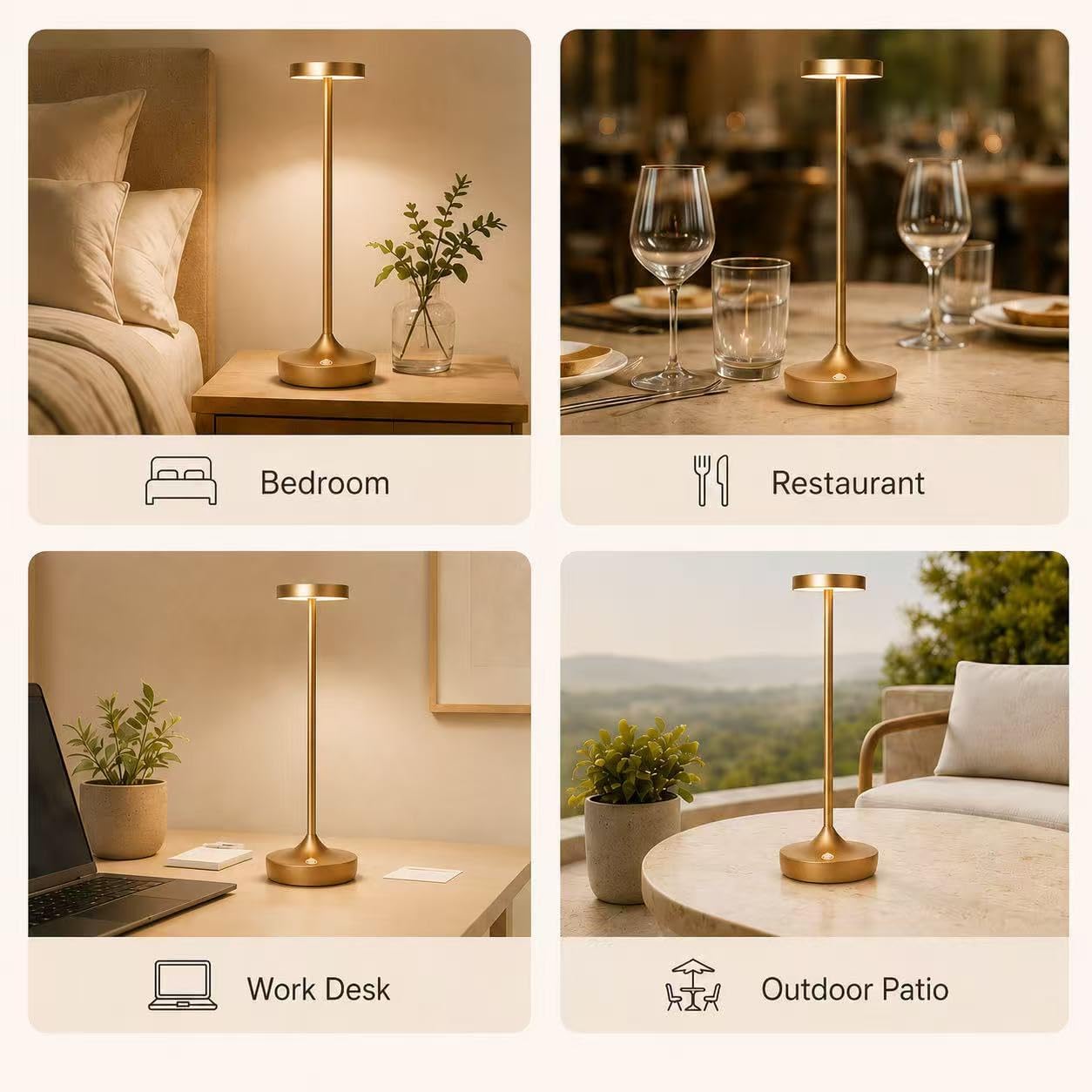 Rechargeable Cordless Table Lamps,6000mAh Portable LED light,Up to 72 Hours,Battery Operated Table Light,Dimmable Touch Control, Waterproof for Restaurant, Dining , Outdoor Patio & Home (Titanium 2) - Image 5