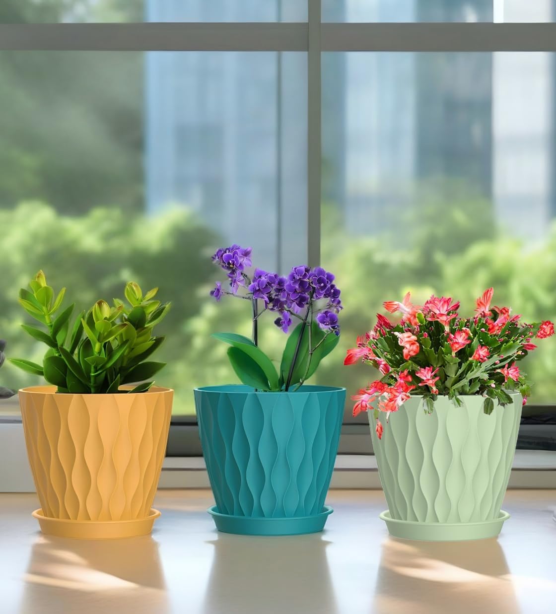 4 Inch Plant Pots, 6 Pack Indoor Flower Pots, Planters with Drainage Holes and Trays for Orchids, Violets, Succulents, Herbs, and Other Plants,Corolful - Image 6