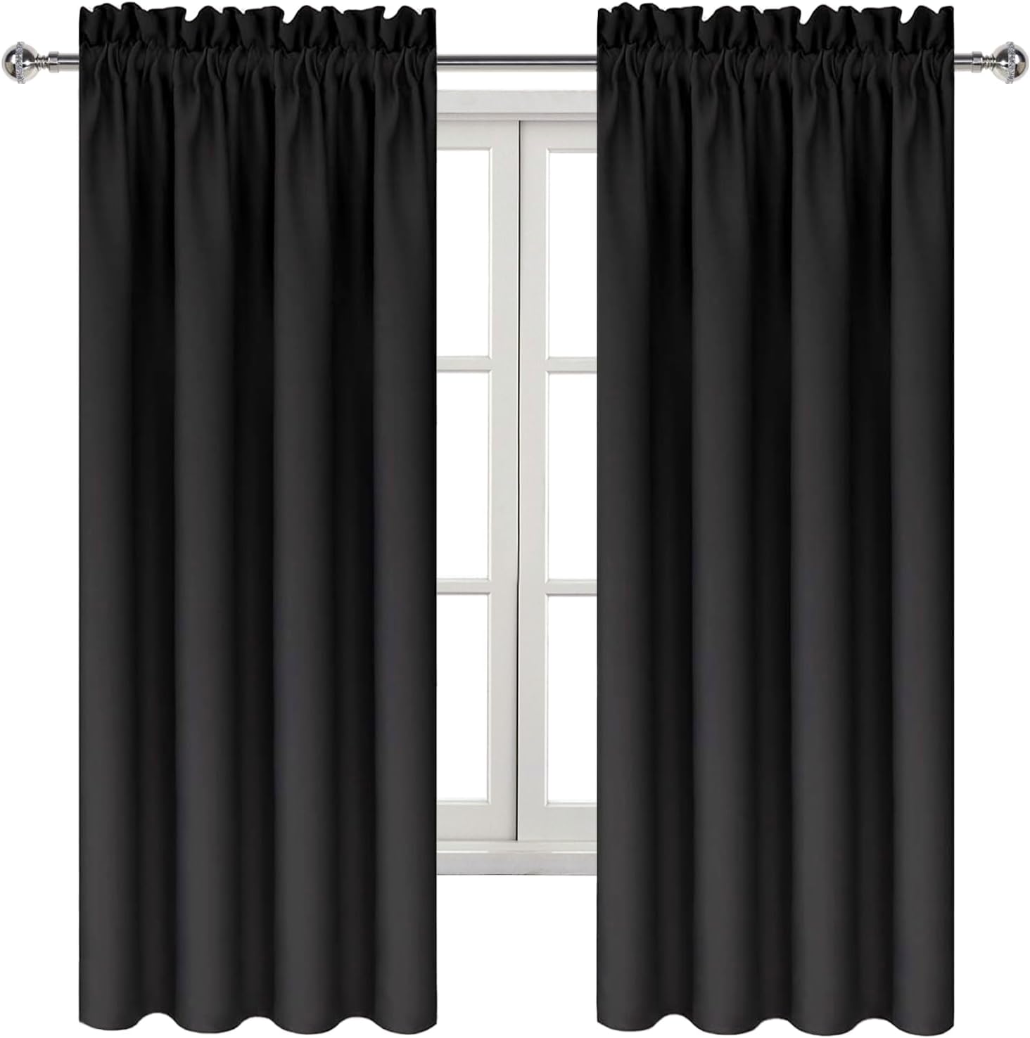 DWCN Blackout Curtains – Thermal Insulated, Energy Saving & Noise Reducing Bedroom and Living Room Curtains, Black, W 42x L 63 Inch, Set of 2 Rod Pocket Curtain Panels - Image 8