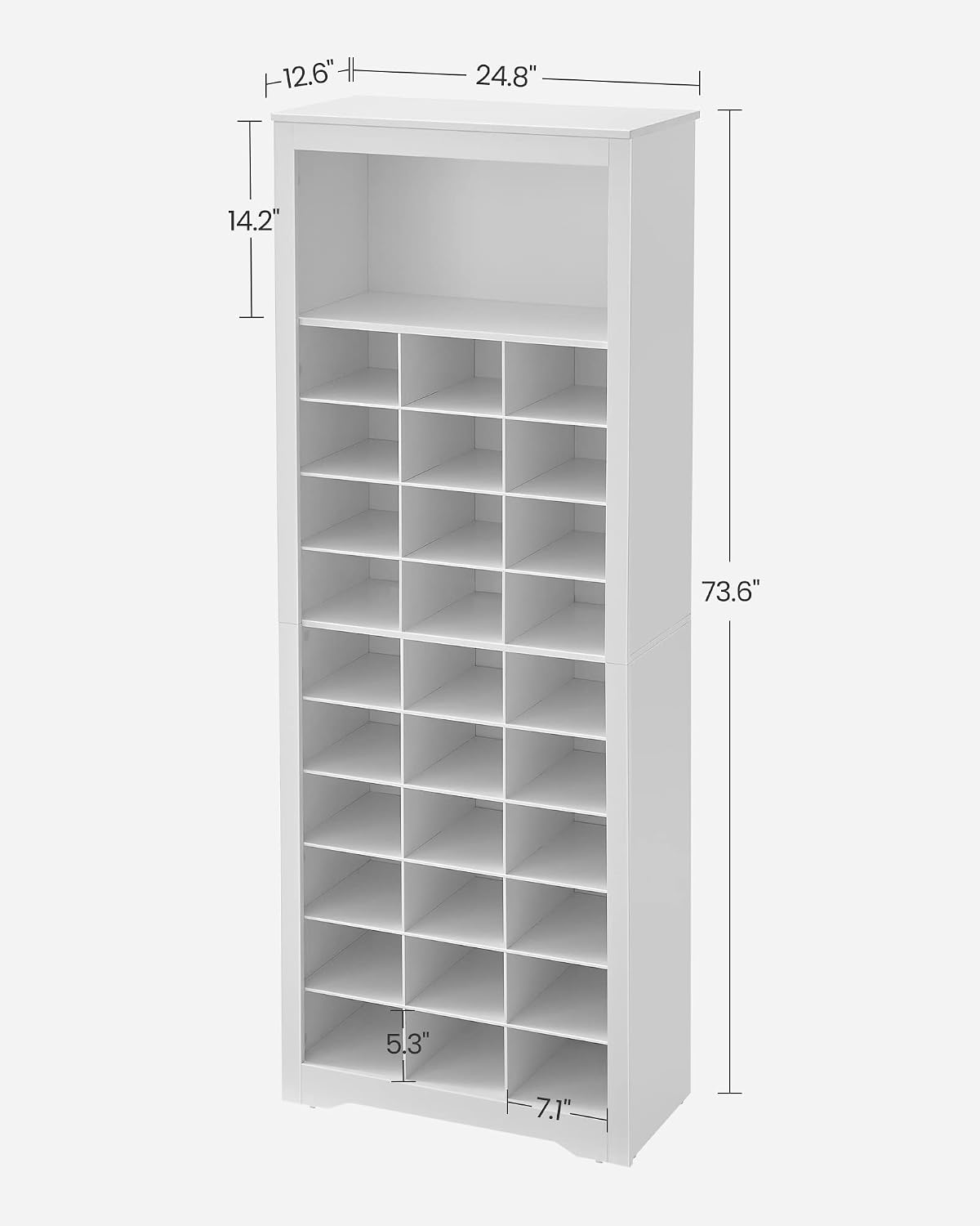 VASAGLE Shoe Storage Cabinet, 10 Tier Shoe Rack Organizer, Holds Up to 30 Pairs of Shoes, for Entryway Bedroom, 12.6 x 24.8 x 73.6 Inches, White ULBS273T14 - Image 7