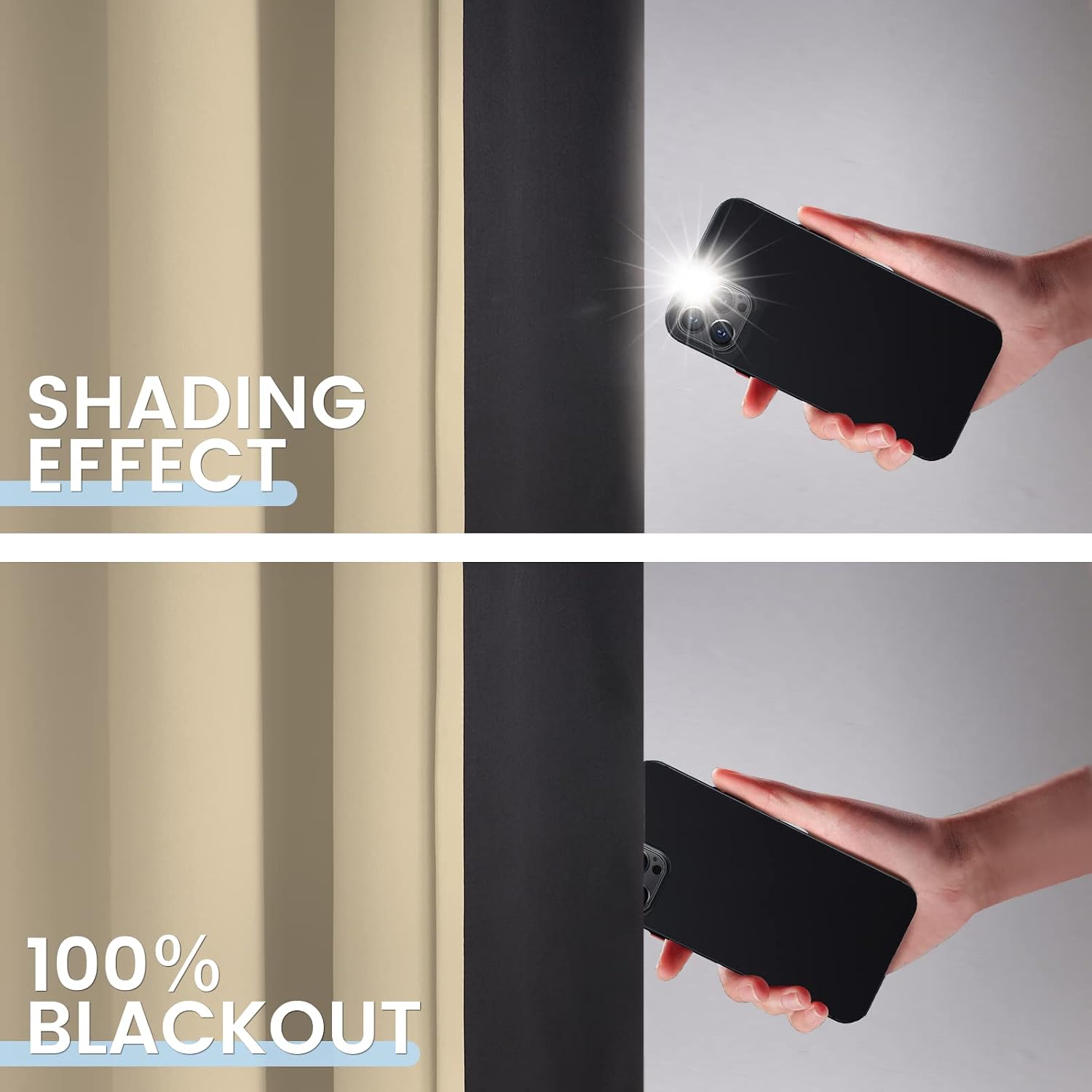 SimpleHome 100% Blackout Curtains for Bedroom,Thermal Insulated Grommet Window Drapes Room Darkening Beige Curtains for Living Room with Black Back,52 x 84 Inch,2 Panels - Image 4