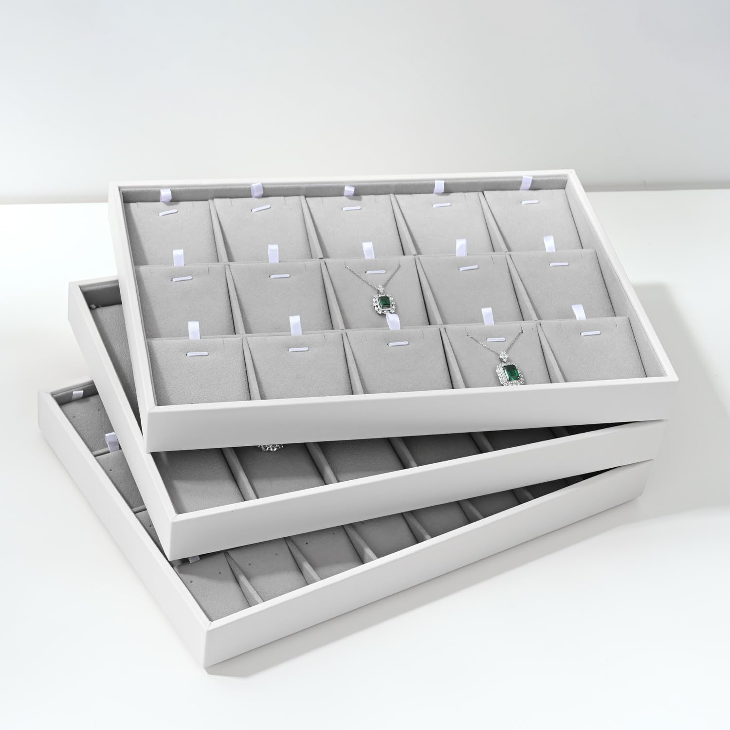 Oirlv Velvet Stackable Jewelry Tray 32 Grids Earrings Organizer Display Showcase Jewelry Storage trays - Image 10