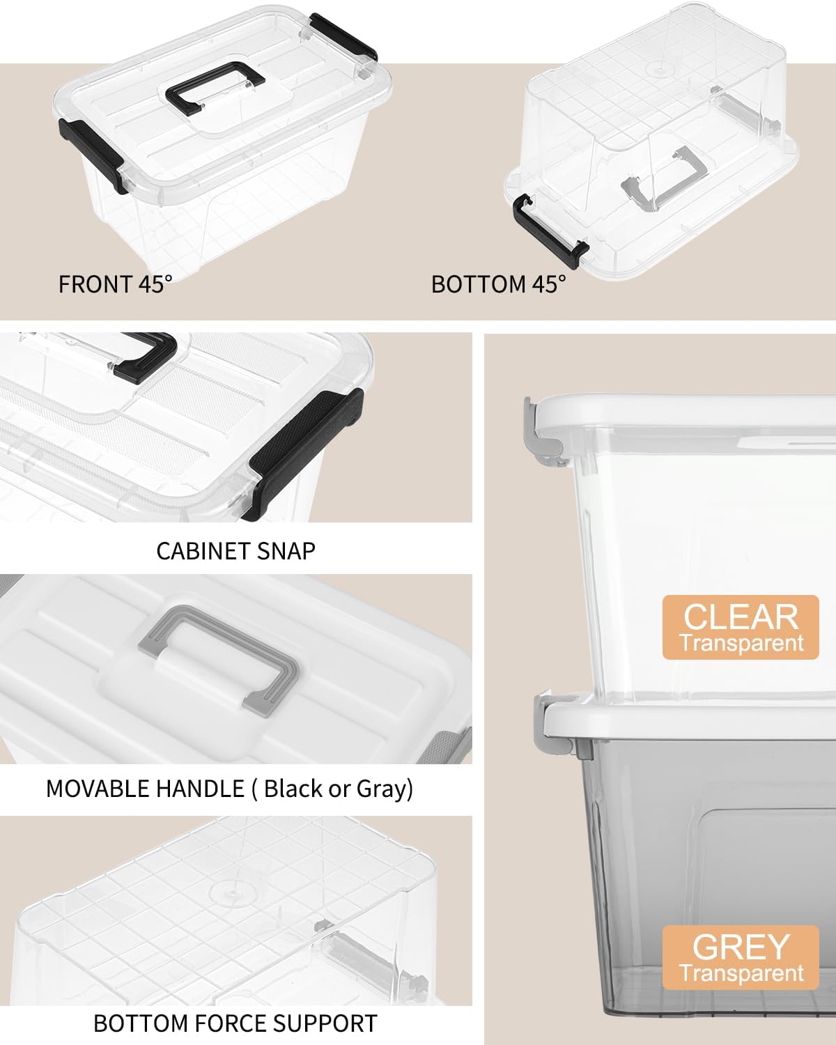 NUMIFUN 7Qt Plastic Storage Bins with Lids,6 Pack | Stackable organizing totes with buckle latches & handles.Dust-proof clear design for home office - Image 8