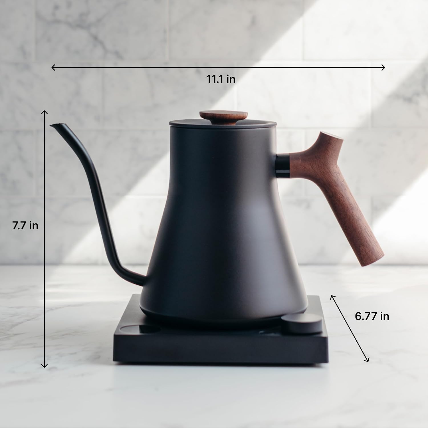Fellow Stagg EKG Pro Electric Gooseneck Kettle - Pour-Over Coffee and Tea, Quick Heating, Precise Temperature Control, Scheduling, Built-in Brew Timer, Matte Black with Walnut Wood Handle, 0.9 Liter - Image 6