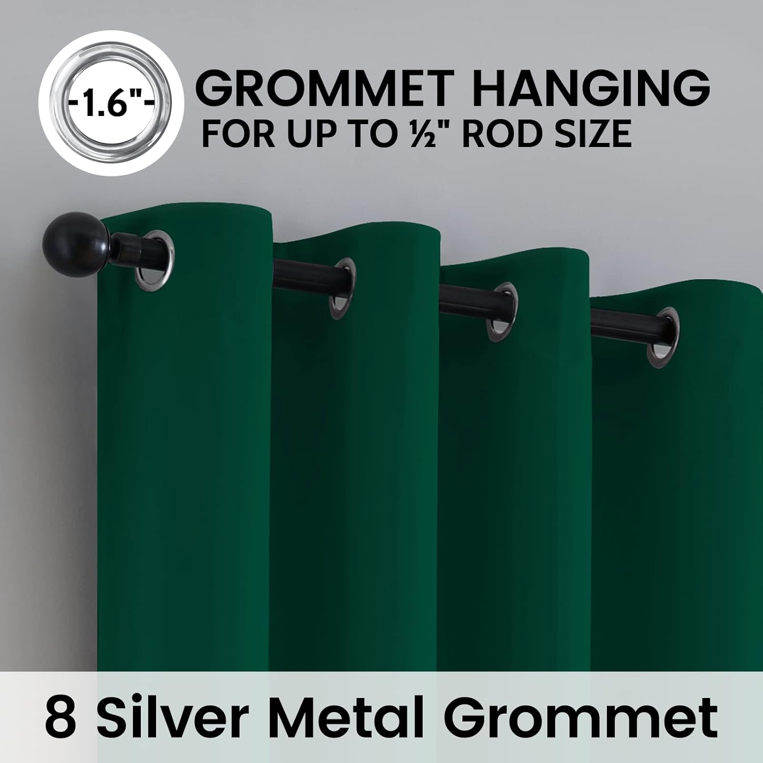 SimpleHome 100% Blackout Curtains for Bedroom,Thermal Insulated Grommet Window Drapes Room Darkening Dark Green Curtains for Living Room with Black Back,52 x 84 Inch,2 Panels | Curtains for Bedroom,Thermal Insulated Grommet Window Drapes,Curtains for Living Room with Black Back,52 x 84 Inch,2 Panels - Image 6