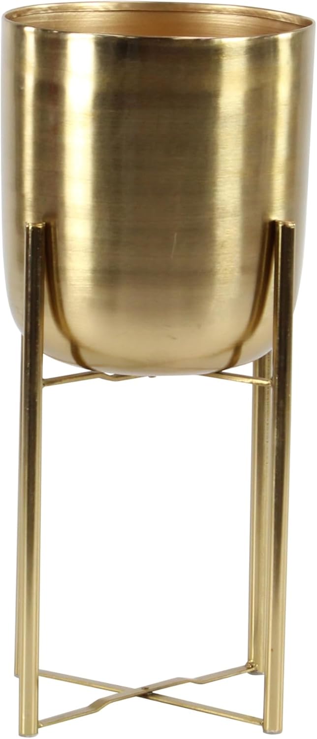 CosmoLiving by Cosmopolitan Metal Indoor Outdoor Planter Dome Large Planter Pot with Removable Stand, Set of 2 Planters 19", 22"H, Gold | Large planter pots with removable plant stand indoor outdoor use, not watertight - Image 2