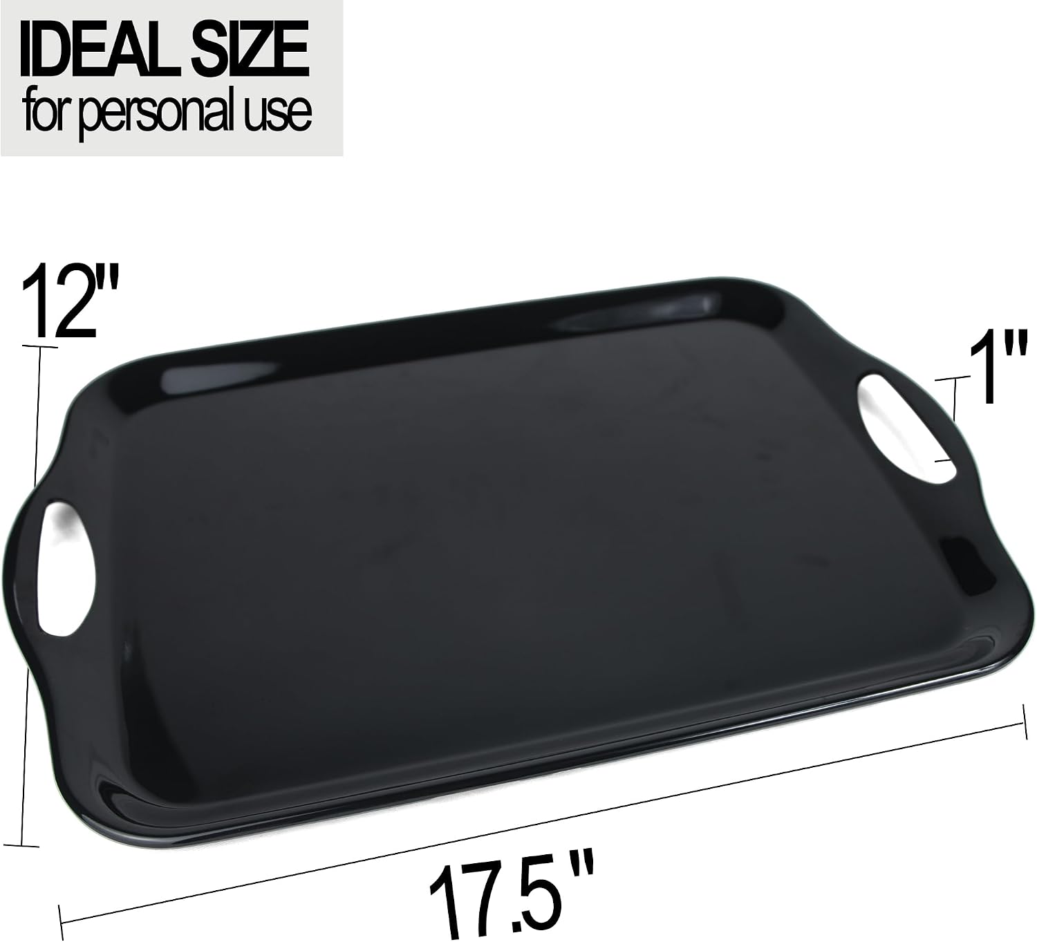 Czlizdyt 17.5 x 12’’ Large Melamine Serving Tray with Handles, Set of 2 Rectangular Melamine Serving Platters, Dishwasher Safe Trays for Eating, Appetizer, Charcuterie, Snack, Fruits, Desserts, Black - Image 2