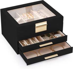3-Layer Jewelry Box for Women, Jewe...