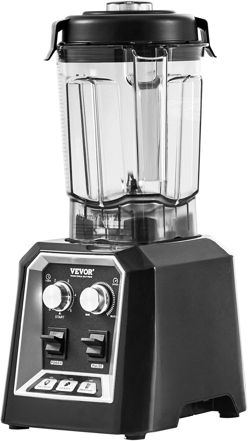 VEVOR Professional Blender, Commercial Countertop Blenders, 68 oz Jar Blender Combo, Stainless Steel 3 Functions, for Frozen Drinks, Shakes, Smoothies, Peree, and Crush Ice, Black - Image 9
