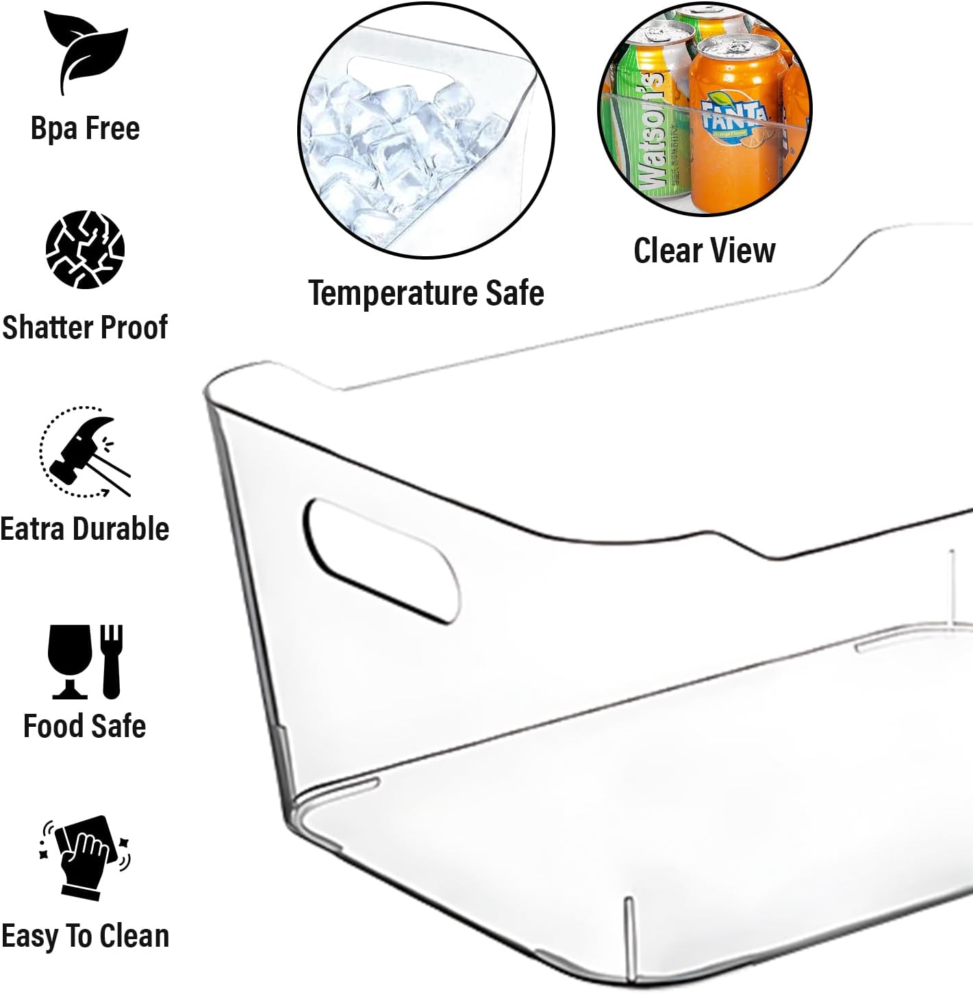 Clear Plastic Storage Bins for Kitchen Organization or Pantry Organizers and Storage, Freezer Fridge Organizer Storage Containers Bin for Organizing Refrigerator Medicine Closet Cabinet Organizers - Image 6