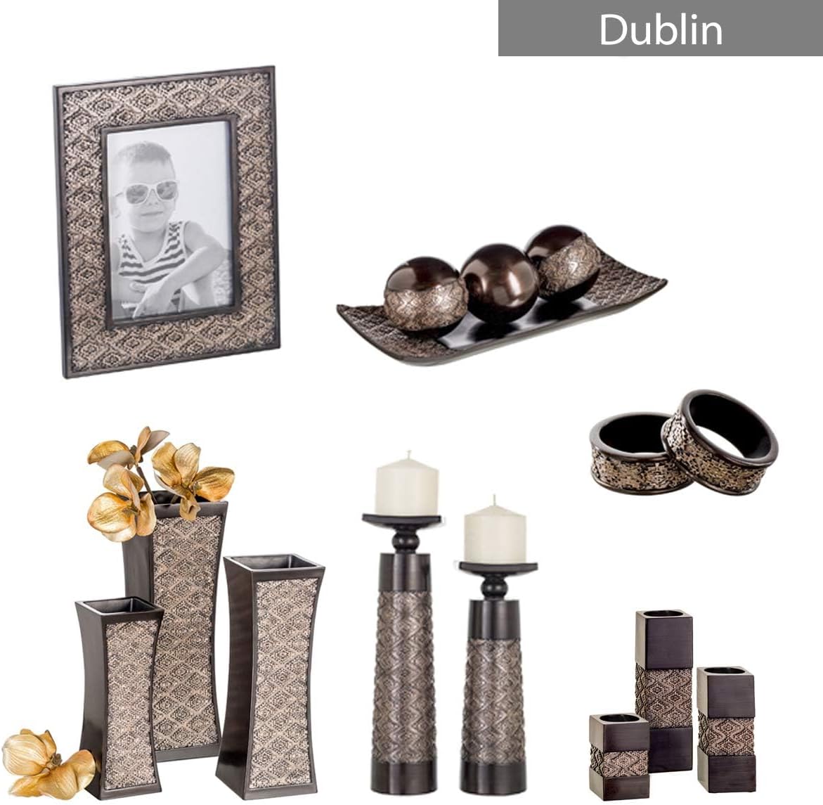 Creative Scents Dublin Brown Tray and Ball Set - Living Room, Entry Table Decor Centerpiece Table Decorations - Decorative Tray for Dining Room, Accent Decor Bowl for House Decoration - Image 9