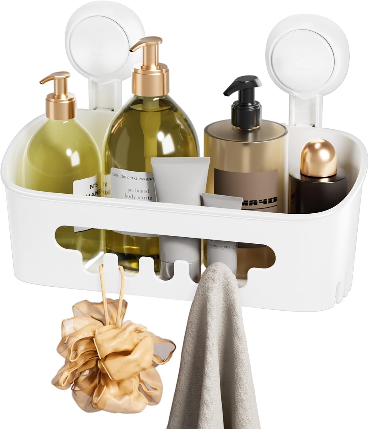 LEVERLOC Shower Caddy Suction Cup, Shower Organizer Removable Bathroom Shelf, Storage Suction Powerful Max Hold 22lbs Bathroom Caddy Waterproof Holder, White - Image 9
