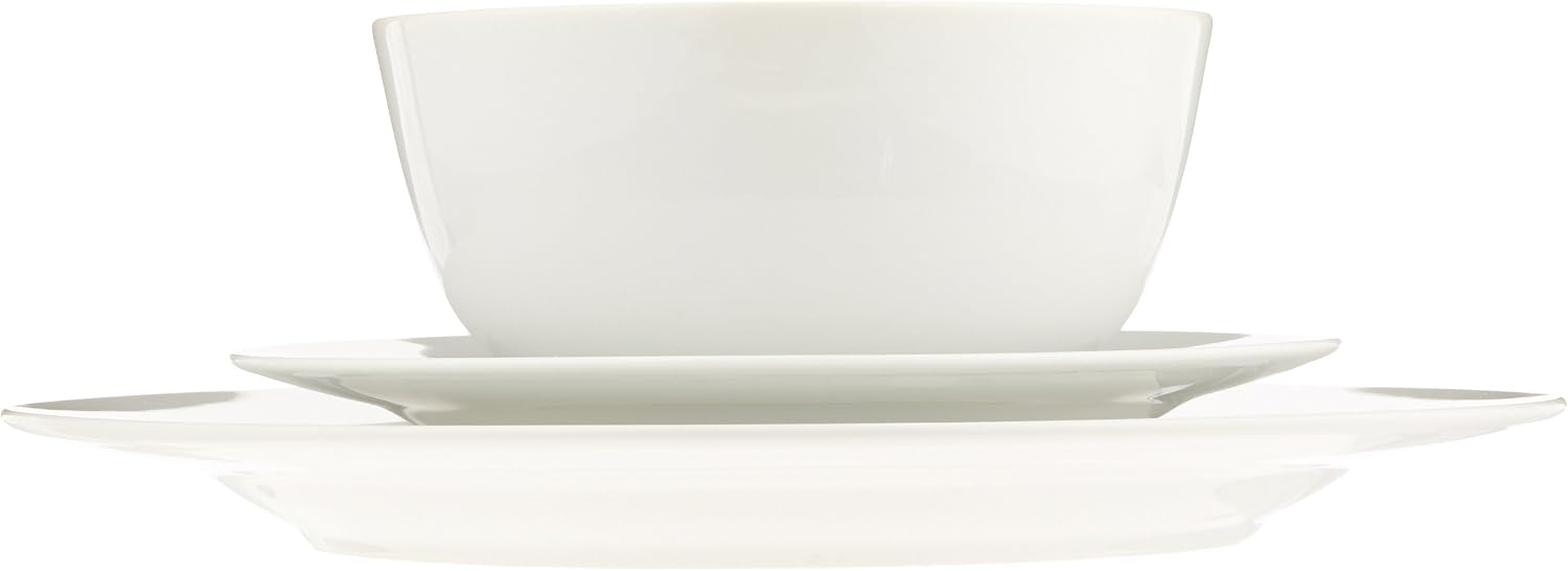 Amazon Basics Porcelain Dinnerware Set, Microwave and Dishwasher Safe, Service for 6, 18-Piece, Plates, Bowls, White - Image 6