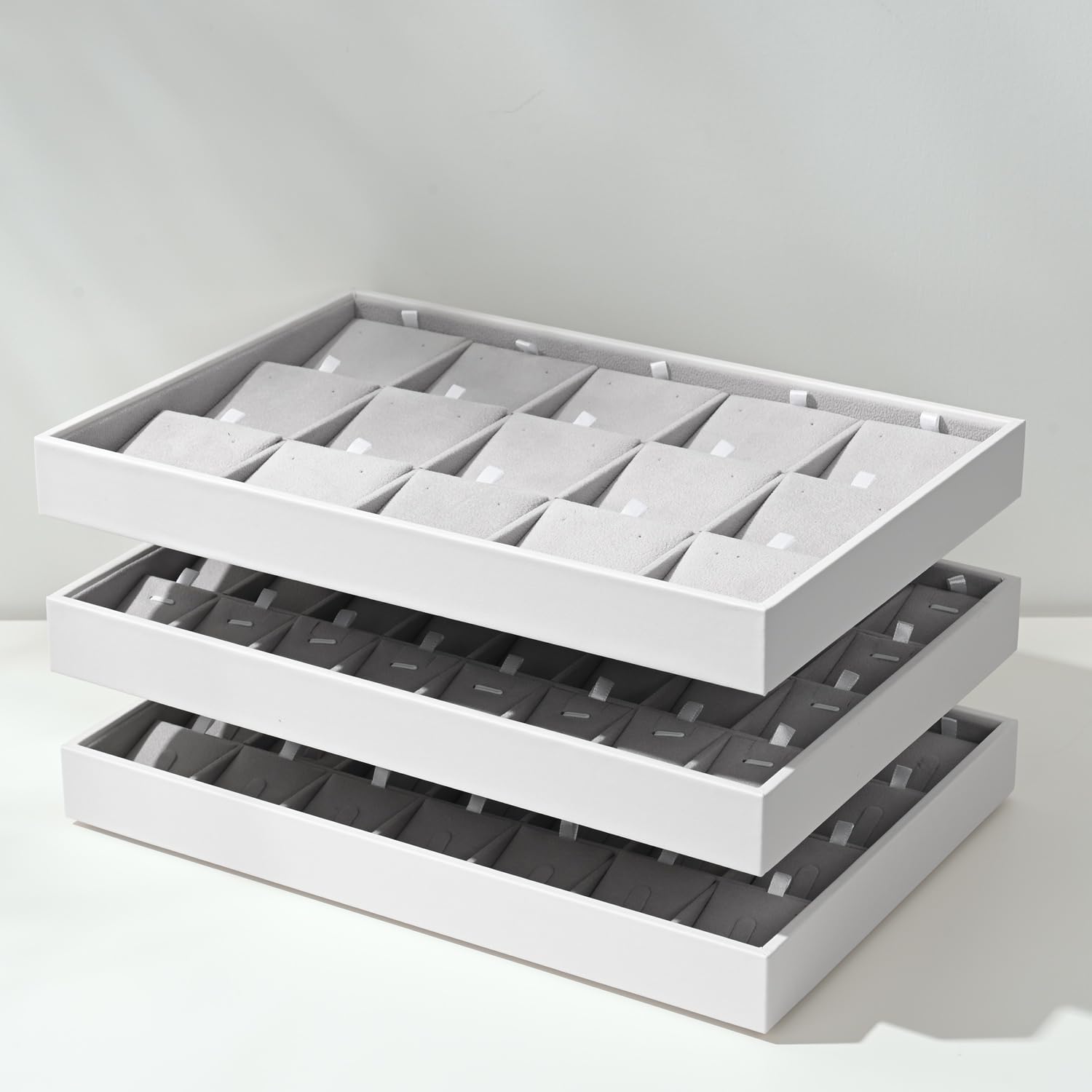 Oirlv Velvet Stackable Jewelry Tray 32 Grids Earrings Organizer Display Showcase Jewelry Storage trays - Image 7