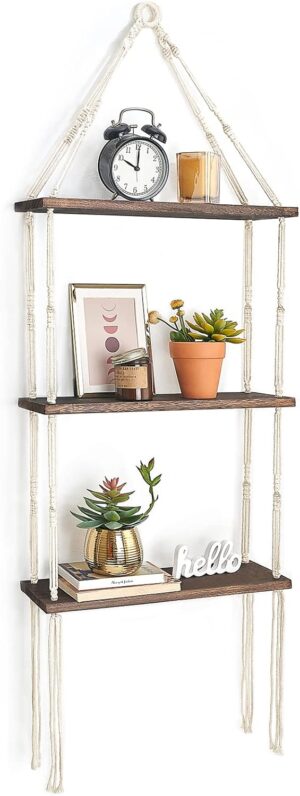 Mkono Macrame Wall Hanging Shelf 3 ...