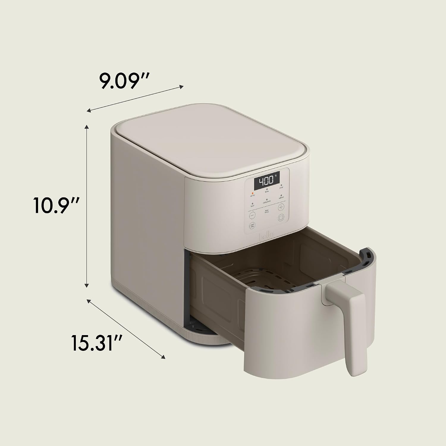 bella 6 Qt Slim Air Fryer, Fits-anywhere™ Kitchenware, EverGood™ Ceramic Nonstick Coating, Adjustable Temperature, 6 Preset Cooking Options, 60 Min Auto Shutoff w Audible Tone, 5lb Capacity, Oatmilk - Image 8