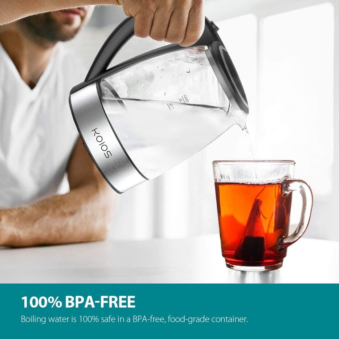 AZEUS Electric Kettle 1500W Tea Kettle, 1.8L Large Capacity with Auto Shut-Off and Boil-Dry Protection, BPA-Free - Image 5