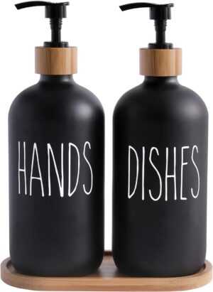MOMEEMO Black Soap Dispenser Set, C...