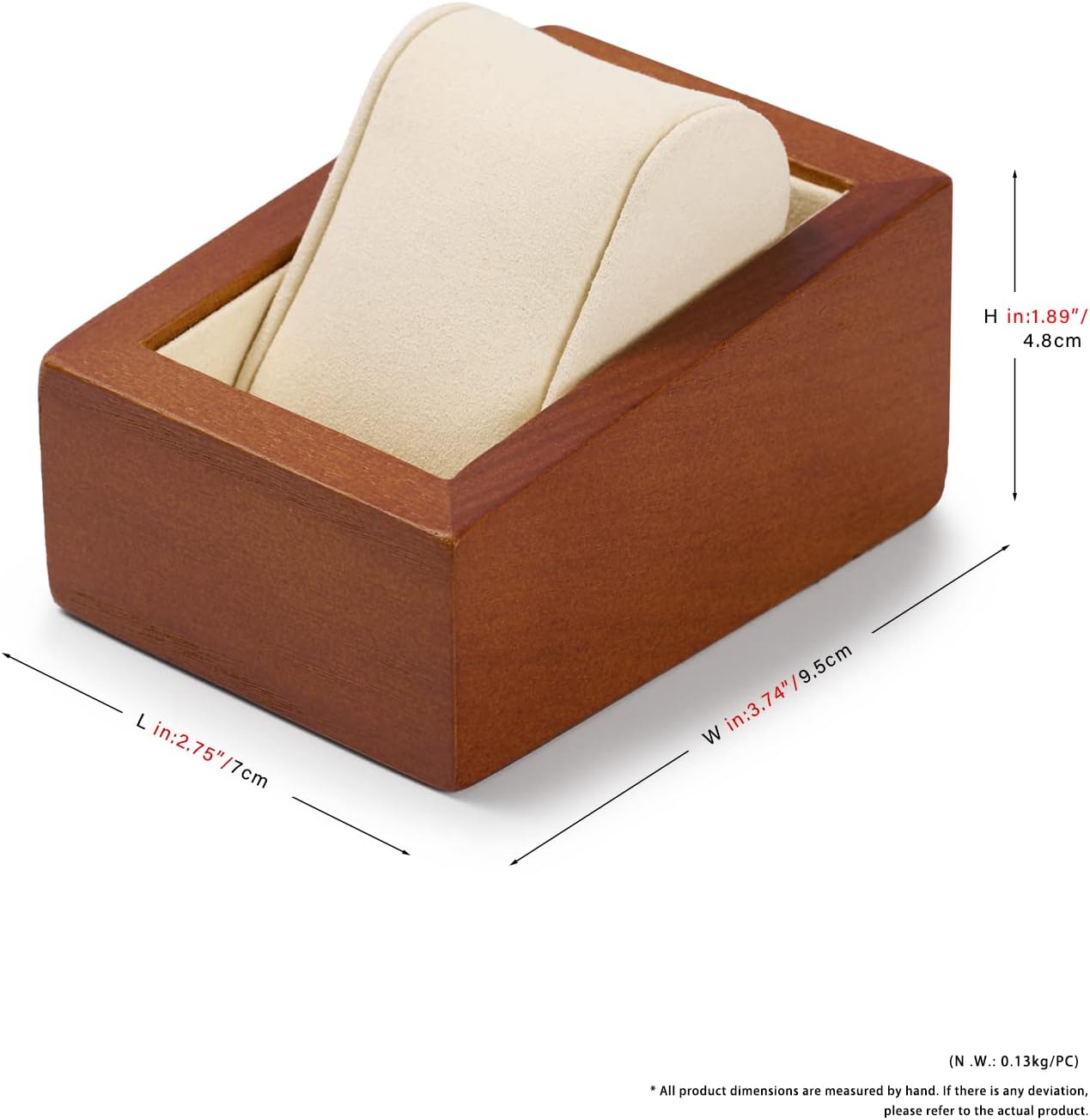 Solid Wood Watch Box Holder Single Watch Travel Case for Men and Women With Microfiber Pillow(Beige) - Image 4