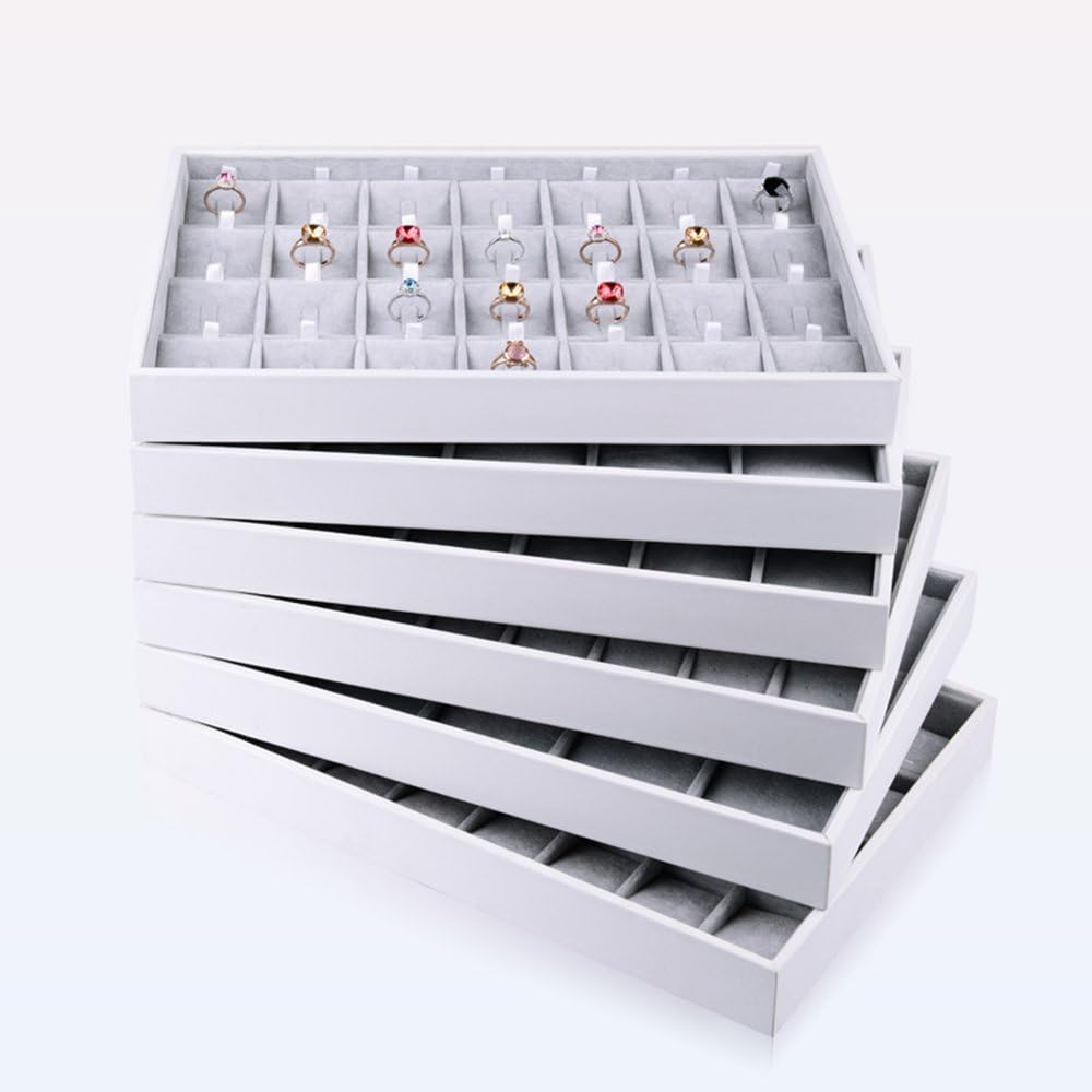 Oirlv Velvet Stackable Jewelry Tray 32 Grids Earrings Organizer Display Showcase Jewelry Storage trays - Image 6