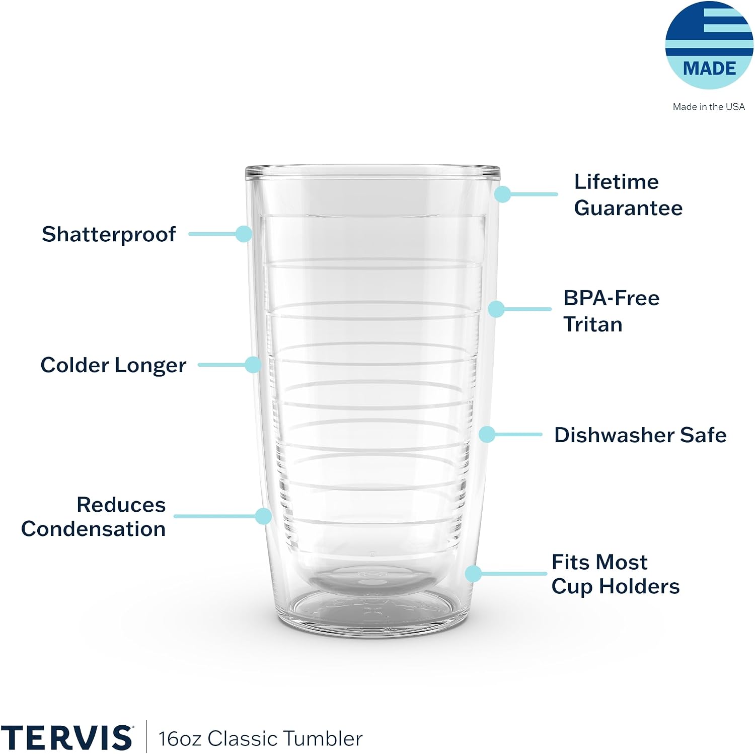 Tervis Clear & Colorful Tabletop Made in USA Double Walled Insulated Tumbler Travel Cup Keeps Drinks Cold & Hot, 16oz - 4pk, River Rock - Image 3