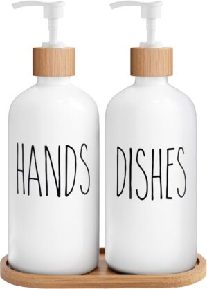 MOMEEMO White Soap Dispenser Set, C...