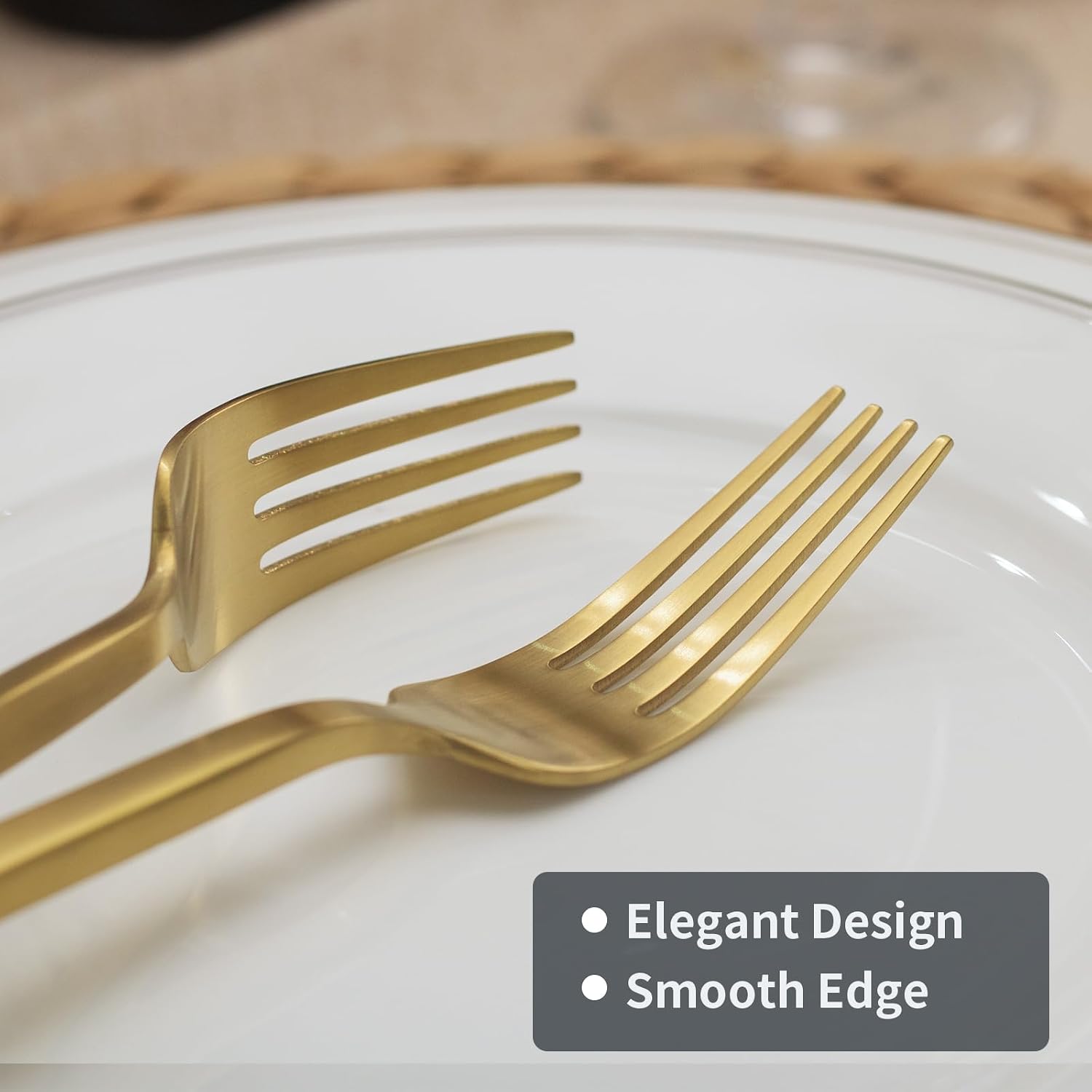 Alata Cube Gold 20-Piece Flatware Set, Forged Cutlery Set, Matte Gold Silverware Service for 4, Stainless Steel Tableware with Square Handle for Home/Restaurant, Dishwasher Safe - Image 6