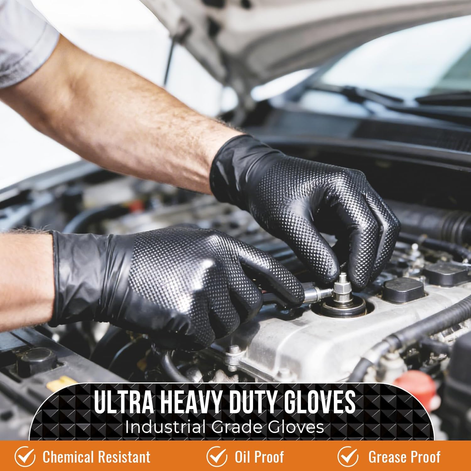 ANBOSON 10 Mil Heavy Duty Diamond Texture Nitrile Gloves, X-Large, 100 Ct | 10 Mil Diamond Grip, Heavy Duty Protection, Industrial Work, Automotive Repair, Mechanics, Equipment Maintenance, Secure Grip - Image 5