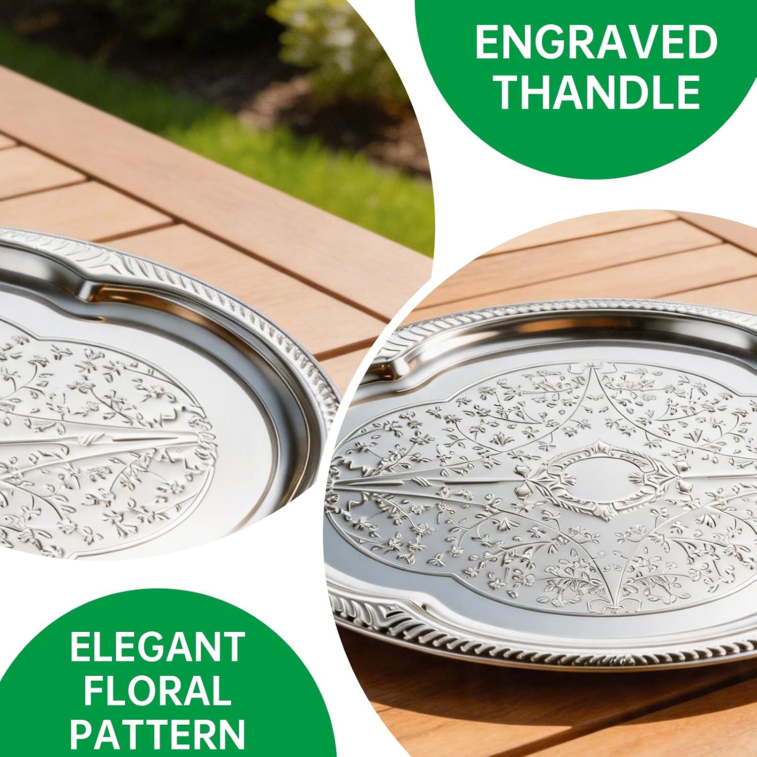 4-Pack Large Silver Serving Tray 20.3 x 15.2 Inch Mirror Platter Set for Party, Wedding, Birthday, Christmas, Appetizers, Desserts, Food Display, Kitchen Table, Buffet - Image 8