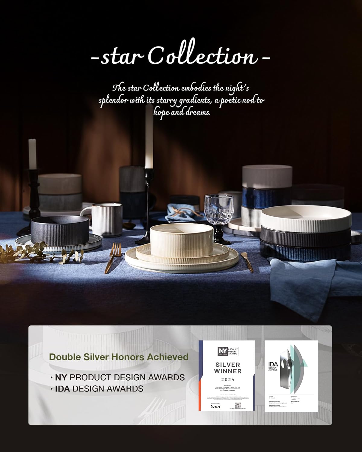 Famiware Star Dinnerware Sets, Plates and Bowls Set for 4, 12 Pieces Ribbed Dishes - Chip and Scratch Resistant, Microwave and Dishwasher Safe Tableware, Cappuccino White - Image 8