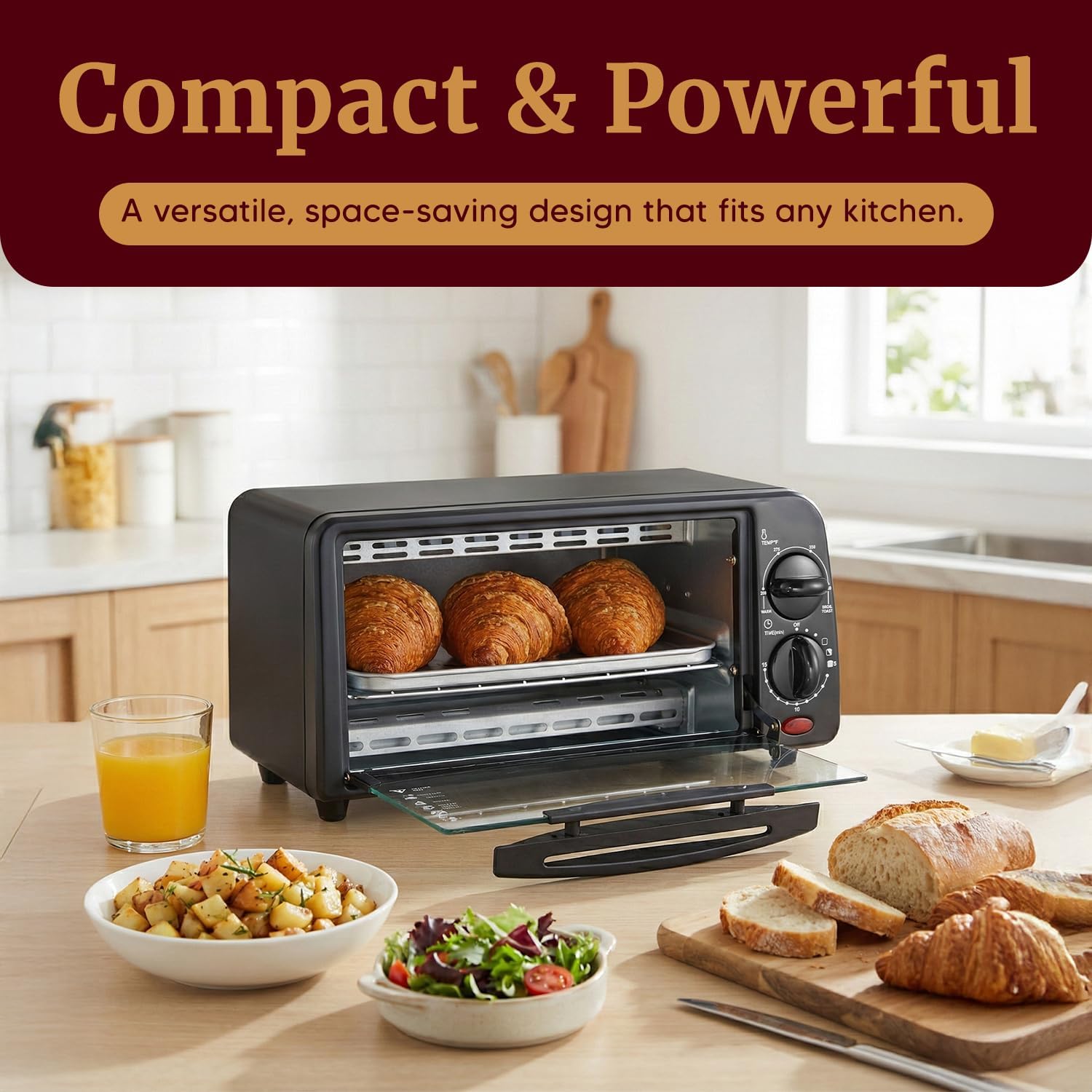Elite Gourmet ETO236 Personal Compact 2 Slice Countertop Toaster Oven with 15 Minute Timer & Adjustable Temperature, Bake, Broil, & Toast, Black - Image 2