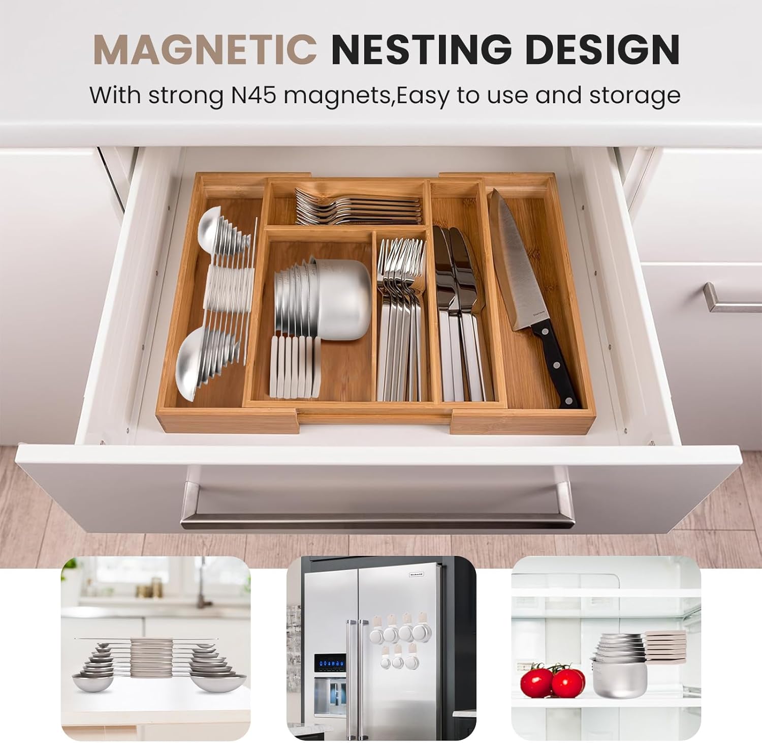 Magnetic Measuring Cups and Spoons Set-Heavy Duty 304 Stainless Steel,Double Measurement Markings,Set of 16 with Leveler for Measure Dry and Liquid Ingredients (khaki) - Image 5