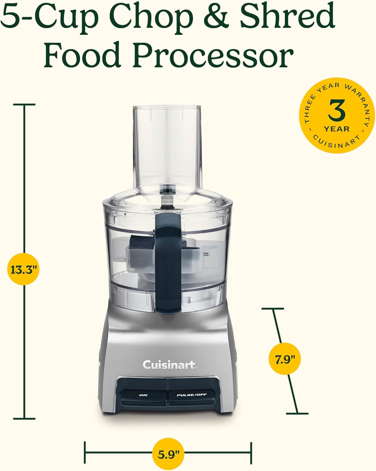 Cuisinart 5‑Cup Chop & Shred Food Processor, Compact Food Chopper, Easy‑Store Design, Silver FP-5 - Image 9