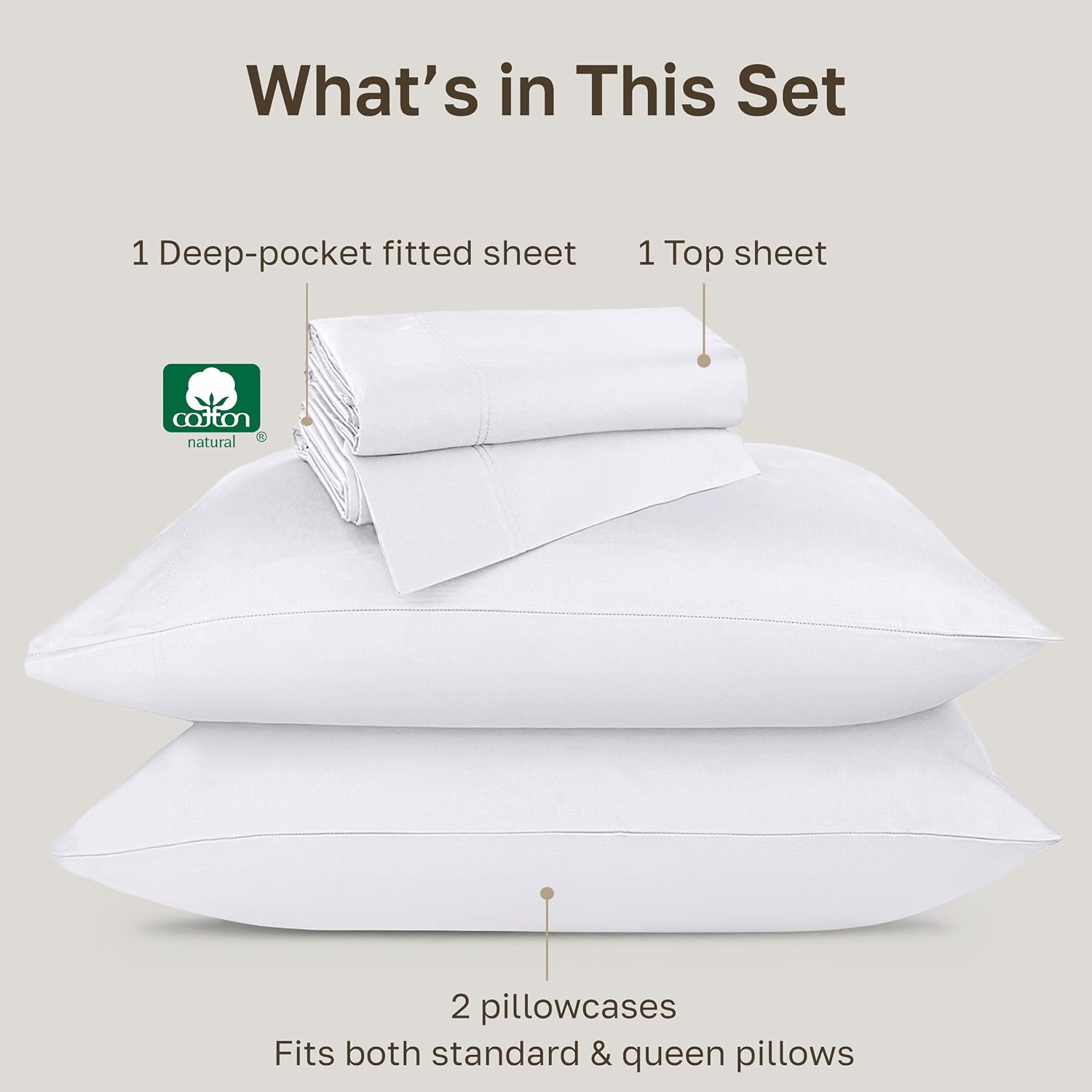 California Design Den Luxury 800 Thread Count 100% Cotton Sheets for Queen Size Bed - Soft Sateen,Deep Pockets for a Snug Fit, Durable Bedding Set - White Sheets - Image 4