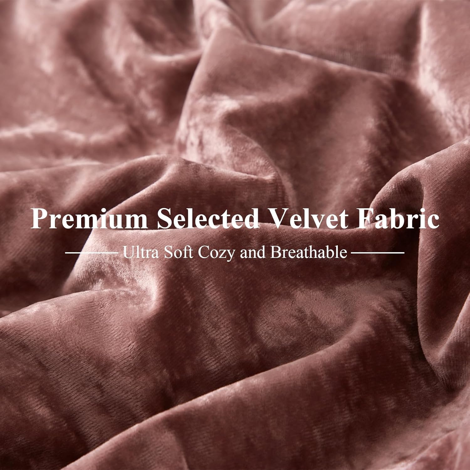 Ivellow Crushed Velvet Comforter Set Queen,Set, 5pcs Ultra SoftPink Luxury Cozy Flannel Queen Size (1 Comforter,2 Pillow Shams, 2 Euro Blush Pink - Image 5