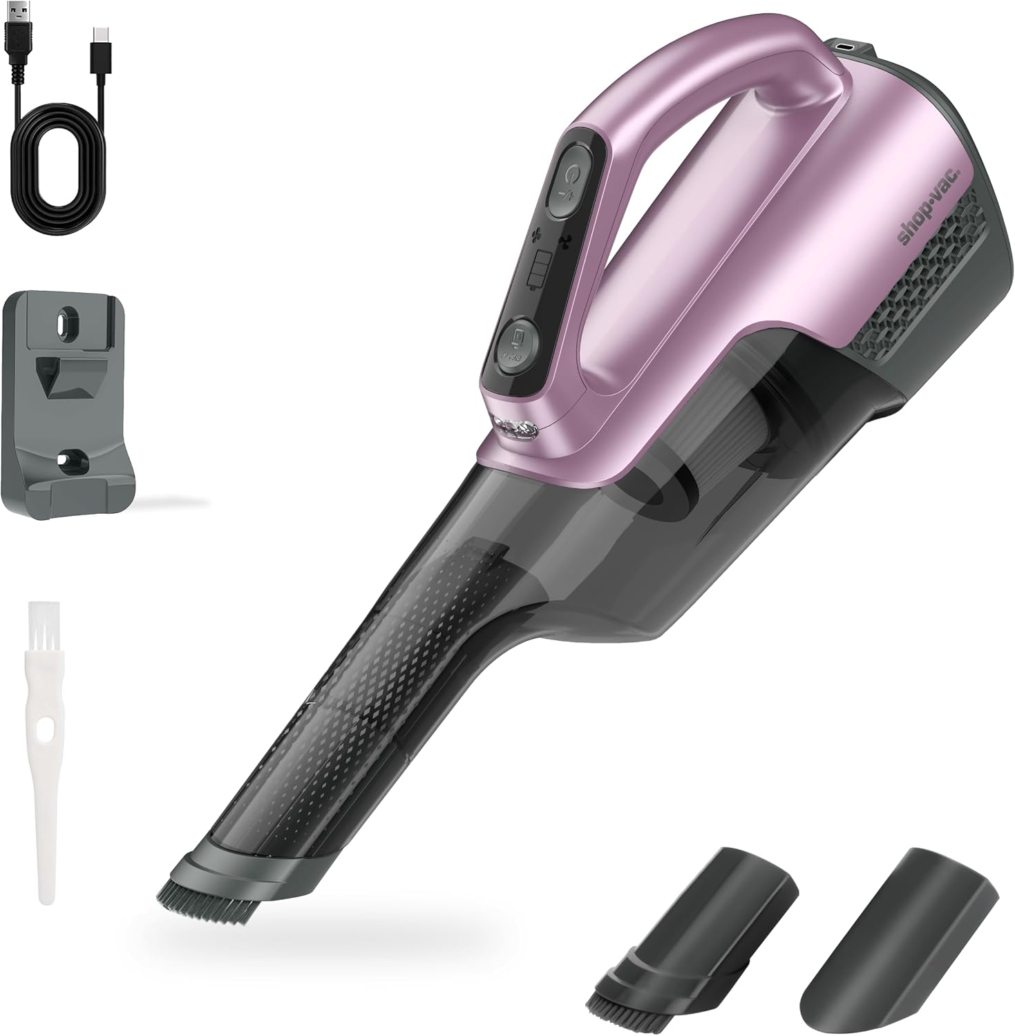 Shop-Vac S3 20V Handheld Vacuum Cordless, Dual-Speed Powerful Portable Car Vacuum Rechargeable, Wall-Mounted Lightweight Hand Vacuum for Home & Car, LED Light, HEPA Filter, Purple