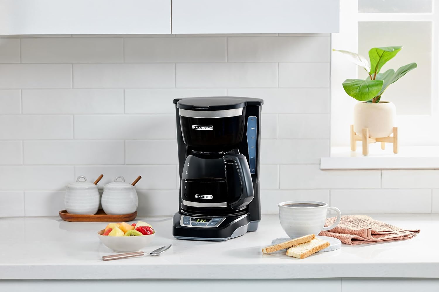 BLACK+DECKER 12-Cup Digital Coffee Maker, Programmable, Washable Basket Filter, Sneak-A-Cup, Auto Brew, Water Window, Keep Hot Plate, Black - Image 14