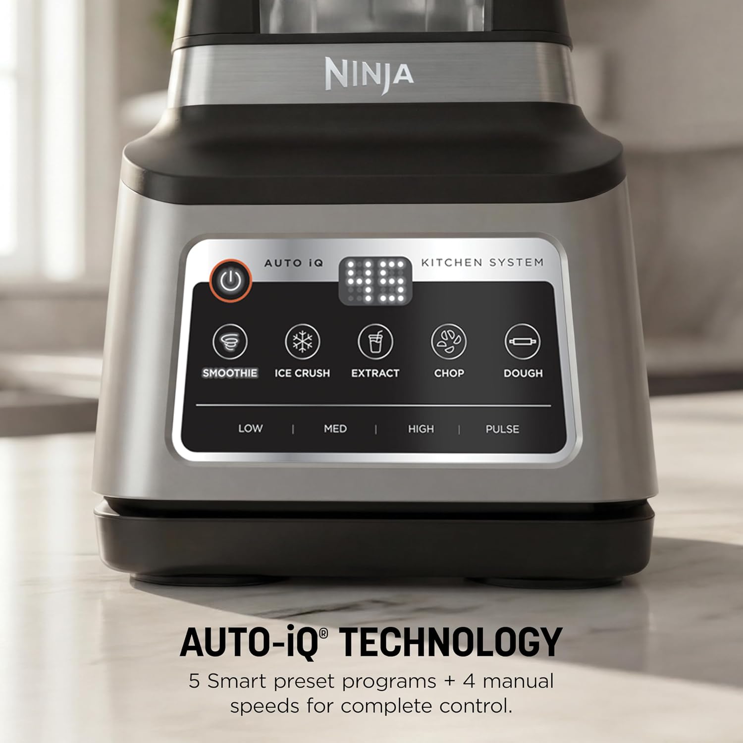 Ninja BN801 Professional Plus Kitchen System, 1400 WP, 5 Functions for Smoothies, Chopping, Dough & More with Auto IQ, 72-oz.* Blender Pitcher, 64-oz. Processor Bowl, (2) 24-oz. To-Go Cups, Grey - Image 6