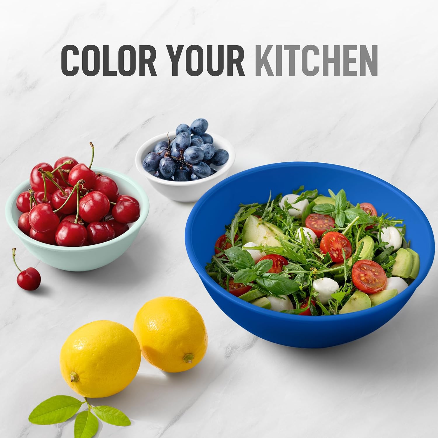Zulay Kitchen 12 Piece Plastic Mixing Bowls with Lids Set - Leak-Proof Microwave & Freezer Safe Stackable Mixing Bowl Set for Preparing, Serving and Storing - Non-Slip Large Nesting Bowls (Blue Ombre) - Image 6