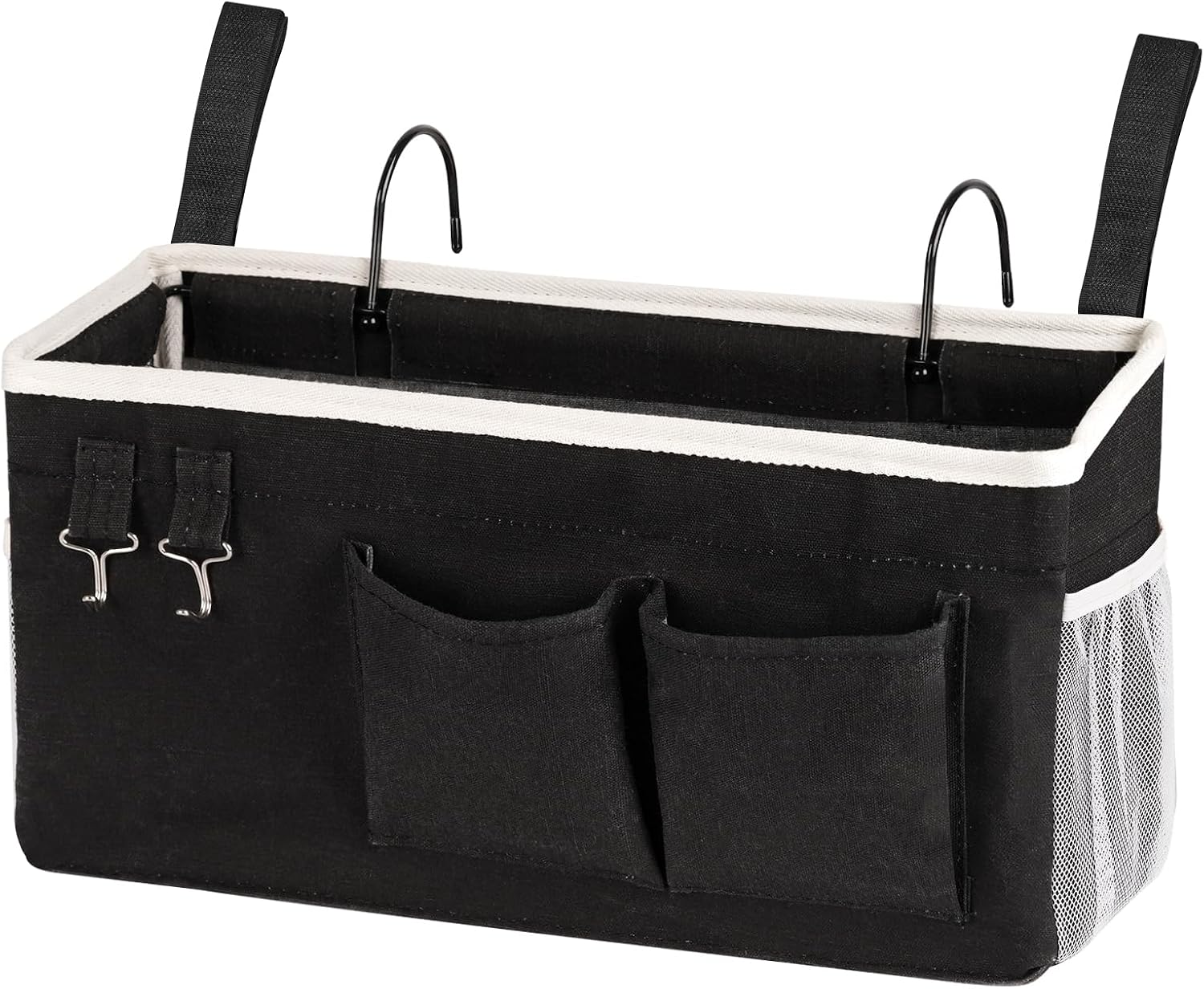 Bedside Storage Caddy/Bedside Hanging Storage Bag for Headboards Bunk Beds Dorm Rooms Book Phone Magazine Holder (Black)