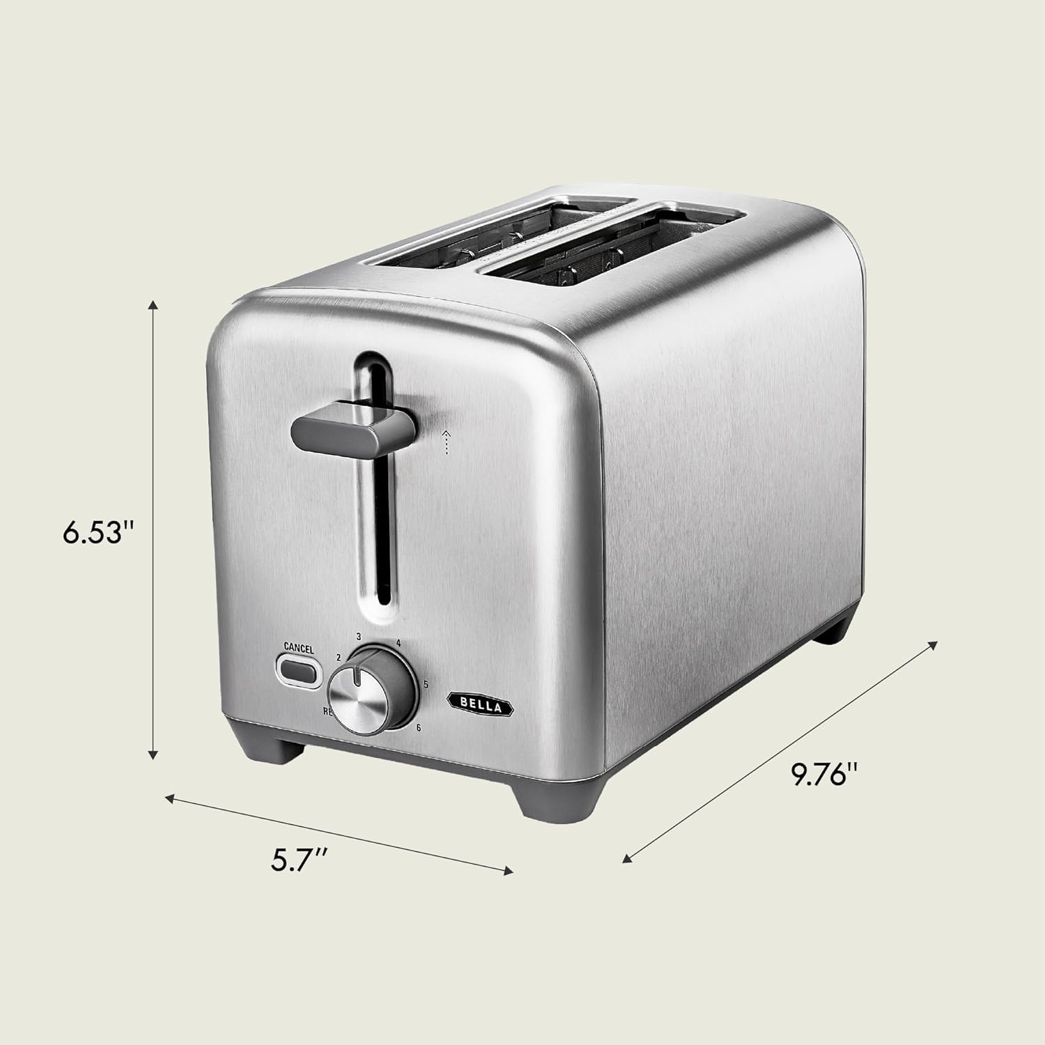bella Stainless Steel 2 Slice Toaster with Extra Wide Slots & Removable Crumb Tray - 6 Browning Options, Auto Shut Off & Reheat Function - Toast Bread, Bagel & Waffle - Image 8