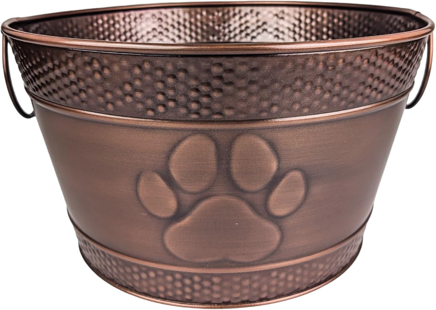 BREKX Metal Indestructible Dog Toy Bin - Storage Bin with Handles, Farmhouse Organizer Storage Basket for Pet Toys, Blankets, Leashes - Home Decor (Lead-Free Copper) - Image 9