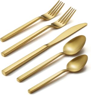 Alata Cube Gold 20-Piece Flatware S...