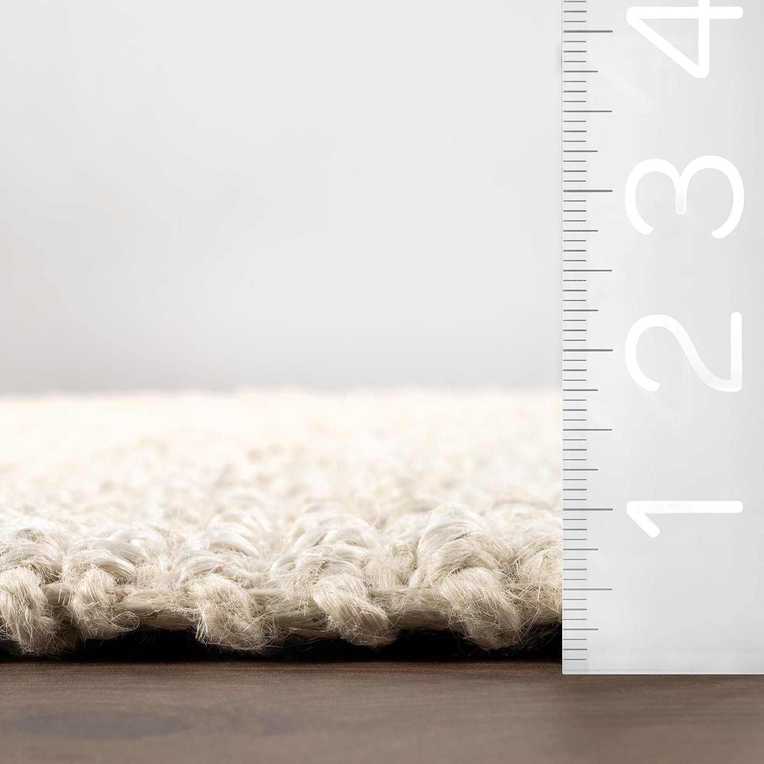 nuLOOM 5x8 Daniela Jute Tassel Hand Woven Area Rug, Off White, Solid Chunky Farmhouse Design, Natural Fiber, For Bedroom, Dining Room, Living Room, Hallway, Office, Entryway - Image 2