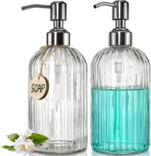 JASAI 2PACK 18 Oz Glass Soap Dispen...