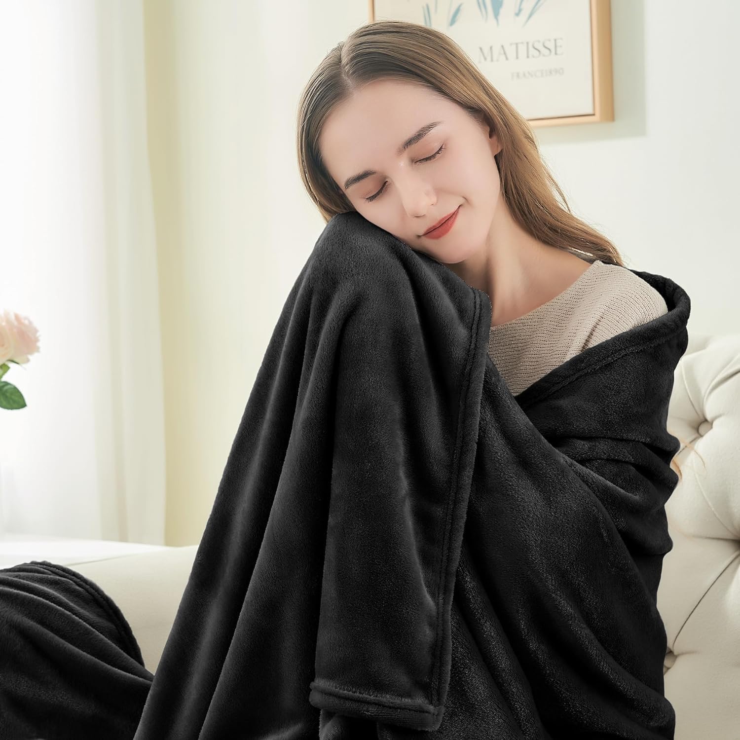 BEDELITE Fleece Blanket Black Throw Blankets for Couch & Bed, Luxury Plush Cozy Fuzzy Blanket 50x60 inches, Super Soft Warm Lightweight Throw Blanket for Travel Camping - Image 3